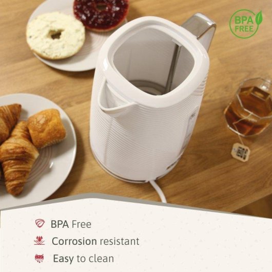 Bollitore elettrico Briebe KT1168WHT 1,7L Senza Fili Ebollizione Rapida