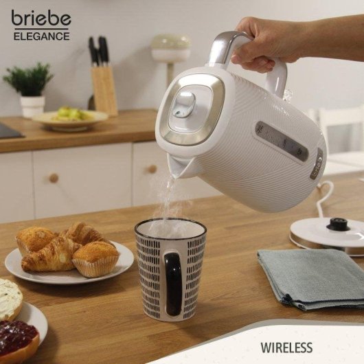 Bouilloire électrique Briebe KT1168WHT Elegance 1,7L 2200W Inalámbrica