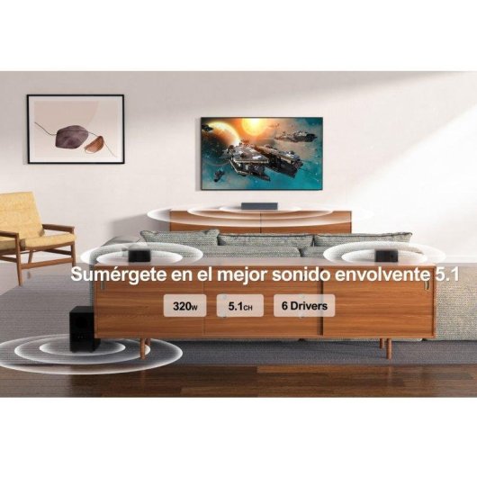 Soundbar Ultimea Poseidon D50 5.1 120W Bluetooth Subwoofer Kabellos