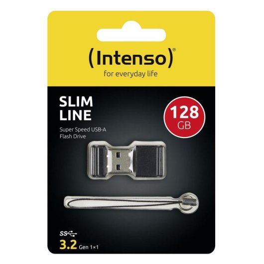 Chiavetta USB Intenso Slim Line 128 GB USB 3.2 Gen 1 Nero con Cappuccio