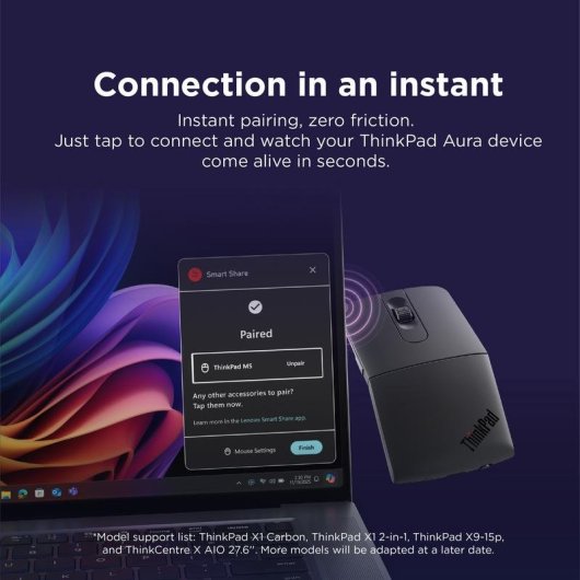 Mouse Lenovo 4Y51T62792 Bluetooth 4000 DPI Ambidestro Thunder Grey Ricaricabile