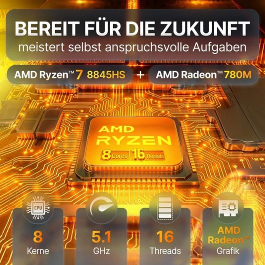 Mini PC FutureNUC NUCR78L Ryzen 7 8845HS 32GB 1TB SSD Radeon 780M Windows 11 Pro Wi-Fi 7