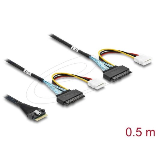 Cable DeLOCK 82296 Slim SAS SFF-8654 8i a 2 x U.2 SFF-8639 0.5 m
