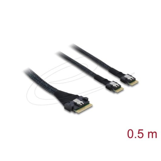 Cable SAS Delock 82189 0.5 m SFF-8654 8i à 2x SFF-8654 4i