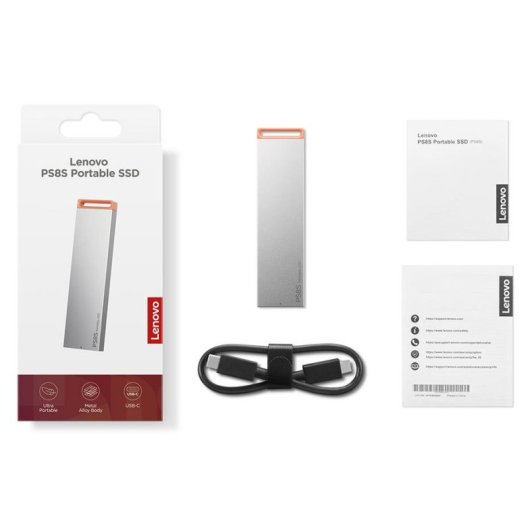 Disque Dur Lenovo PS8S 2TB SSD USB Type-C 3.2 Gen 2 1050MB/s Gris