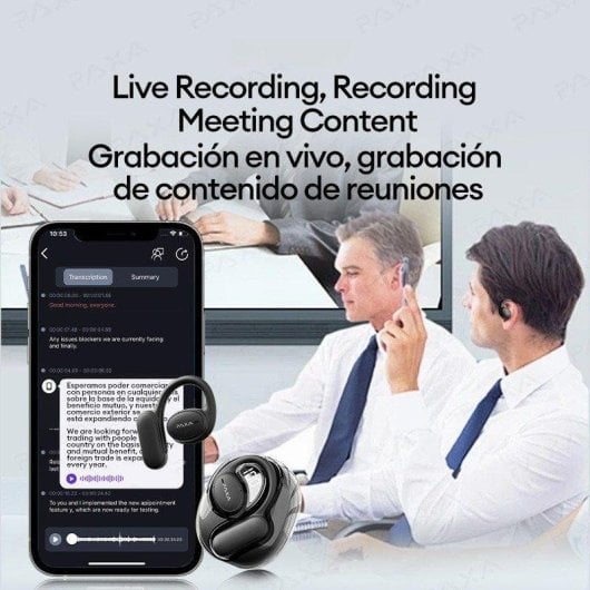 Auriculares Paxa OpenAir5 inalámbricos Bluetooth para traducción multilingüe blanco