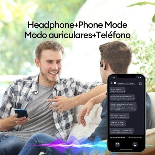 Auriculares Paxa OpenAir5 inalámbricos Bluetooth para traducción multilingüe blanco