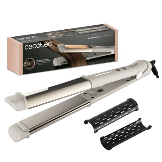 Plancha de Pelo Cerámica Cecotec RitualCare 2in1 Lisse&Curl 230ºC Autoapagado Iónica Negro