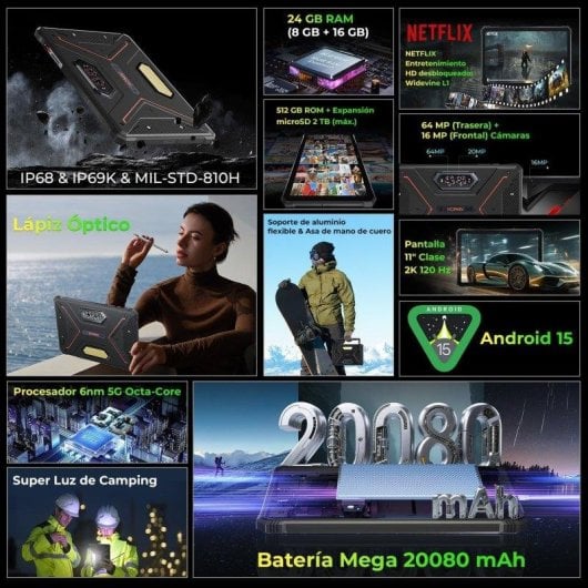 Tablet HOTWAV R9 Ultra WiFi + 5G 11" 24GB 512GB Negro Stylus Pen