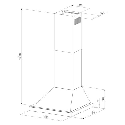 Hotte aspirante Bolero Flux PT 504400 50cm avec recirculation, contrôle tactile, éclairage LED