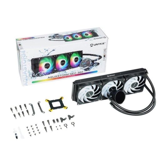 Refrigeración Líquida UNYKAch AquaStorm Neo 360 393mm 3 Ventiladores ARGB