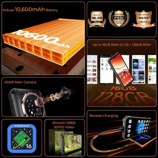 Oukitel G6 4G 4GB 128GB 6.52" Schwarz