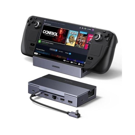 Station Dock Ugreen 6 em 1 para Steam Deck USB-A USB-C HDMI Cinzento