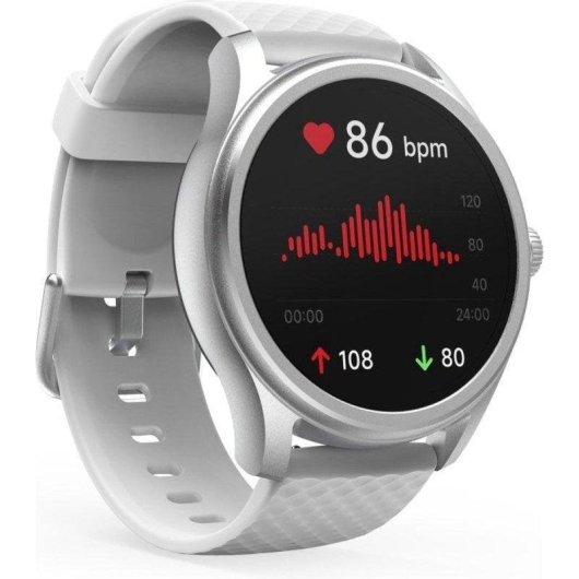 Hama 5010 Bluetooth 46mm LCD Argento Cinturino Grigio M Resistente Acqua IP68 SpO2 Pulsossimetro Sonno