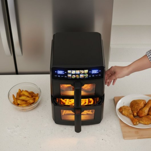 Freidora de Aire Prixton Cook Organics Vertical 10L 2600W Doble Cesta LED Táctil