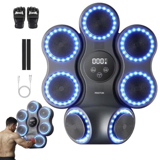 Máquina de Boxeo Musical Prixton Combat Pro BM150 Luces LED Bluetooth 11 Modos
