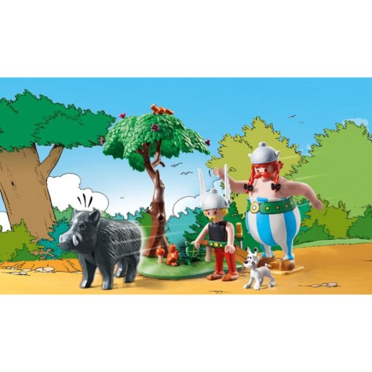 Set de Juguetes Playmobil 71160 Astérix La Caza del Jabalí con Árbol Giratorio Multicolor