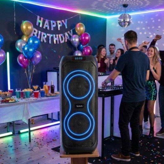 Altavoces Sytech Portátil Bluetooth V5.3 90W con Micrófono y Luces RGB