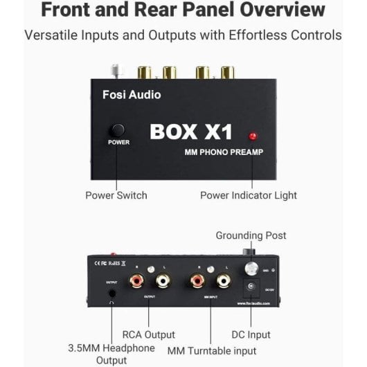 Preamplificador de Fono Fosi Audio Box X1 con Salida RCA y Auriculares
