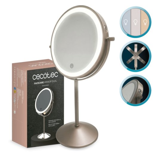 Espejo de Maquillaje FaceCare Mirror Dual Doble Cara 360º Recargable