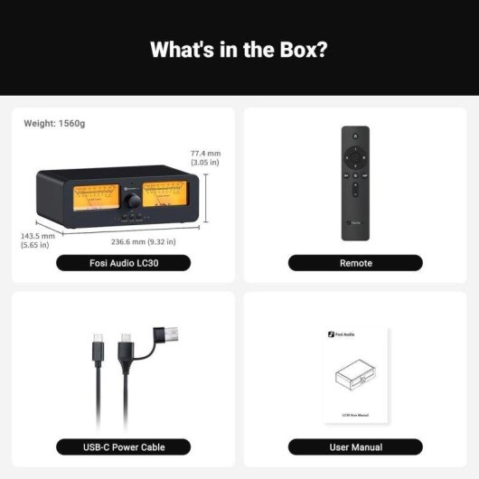 Interruptor de Audio Fosi Audio LC30 con Medidores VU Retroiluminados