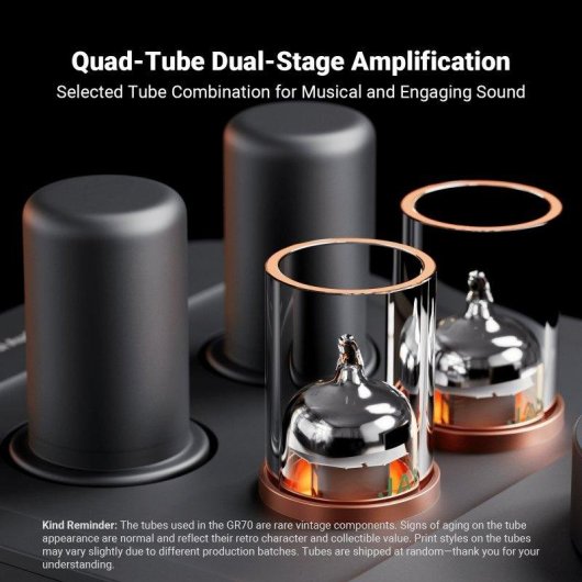 Amplificador de Auscultadores Hi-Fi Válvulas Fosi Audio GR70 RCA Preto