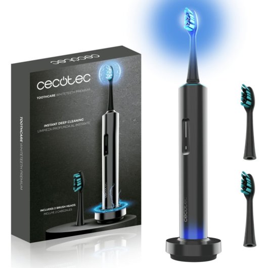 Cepillo de Dientes Eléctrico Whitening Tech ToothCare WhiteTeeth Premium 4 Modos 2 Cabezales LED Azul IPX7 180 Días