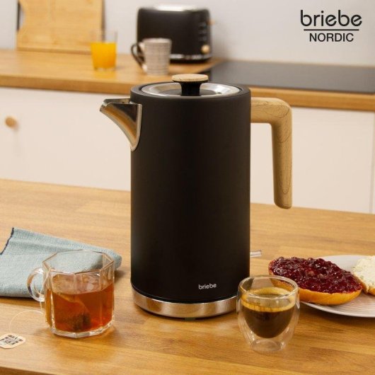 Wasserkocher Elektrisch Briebe KT1165BLK Nordic 1,7L Kabellos Schnellkochend BPA-Frei