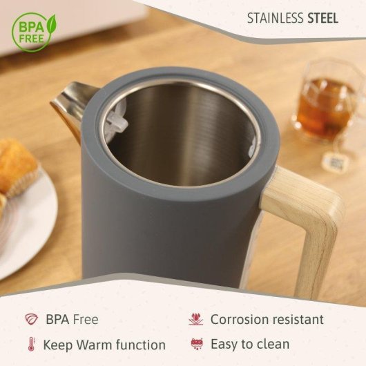 Wasserkocher Briebe KT1165GRY 1,7L Kabellos Nordic