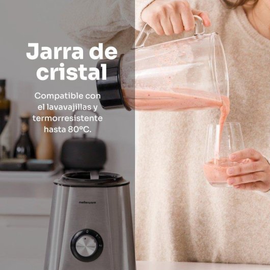 Batidora de Vaso Mellerware Mixy! 1500W Jarra 1.5L 2 Velocidades Turbo