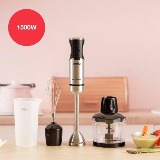 Batidora de Mano Solac Ba5622 Pro Chef 1502 1500W Regulador Velocidades Turbo