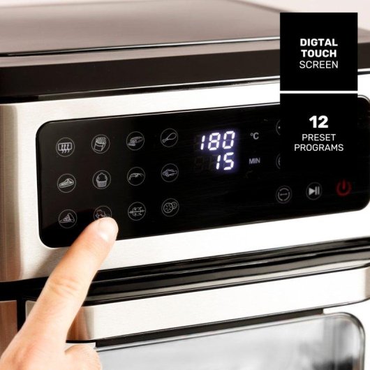 Freidora de Aire Taurus Air Fry Digital Grill 12L 1800W con 12 Programas y Eje Asador