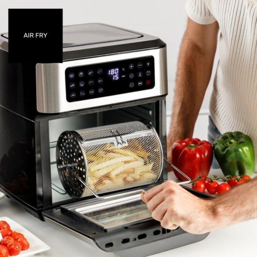 Freidora de Aire Taurus Air Fry Digital Grill 12L 1800W con 12 Programas y Eje Asador