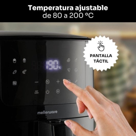 Freidora de Aire Mellerware Crunchy Plus 5,5L 1500W con 11 Menús y Temporizador