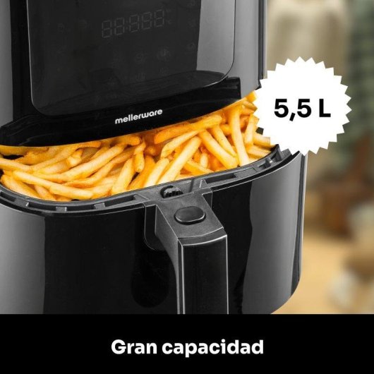 Freidora de Aire Mellerware Crunchy Plus 5,5L 1500W con 11 Menús y Temporizador