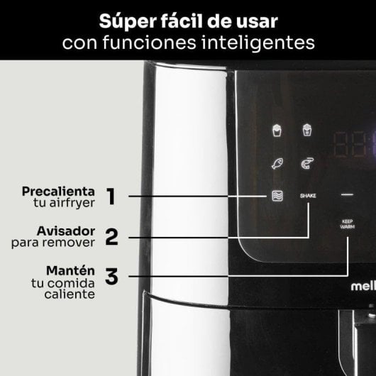 Freidora de Aire Mellerware Crunchy Plus 5,5L 1500W con 11 Menús y Temporizador
