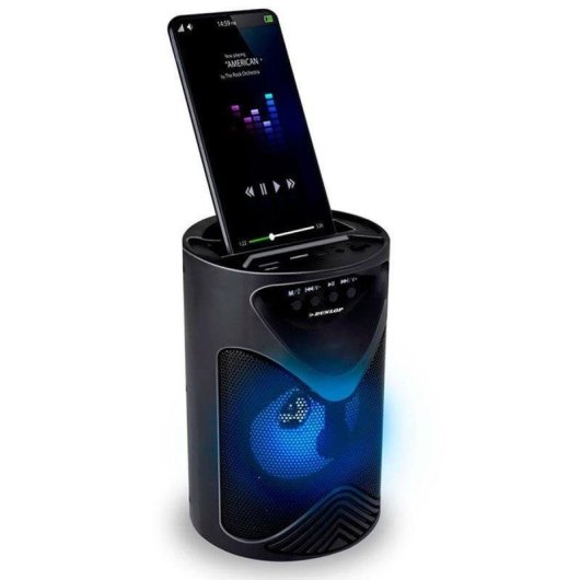 Lautsprecher Dunlop Tragbar Bluetooth 10W mit Mehrfarbigen LED-Lichtern