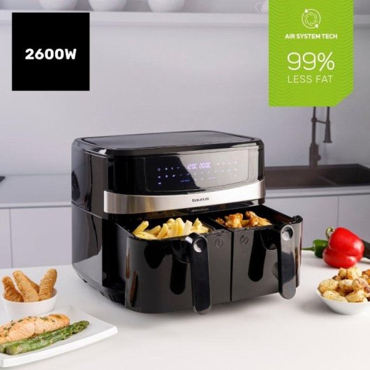 Freidora de Aire Taurus Air Fryer Digital Duo 9L 2600W 2 Cestas 12 Programas