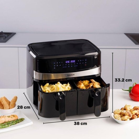 Freidora de Aire Taurus Air Fryer Digital Duo 9L 2600W 2 Cestas 12 Programas
