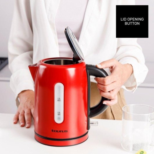 Hervidor Eléctrico Taurus Vintage Compact Red 2400W 1L Base 360°