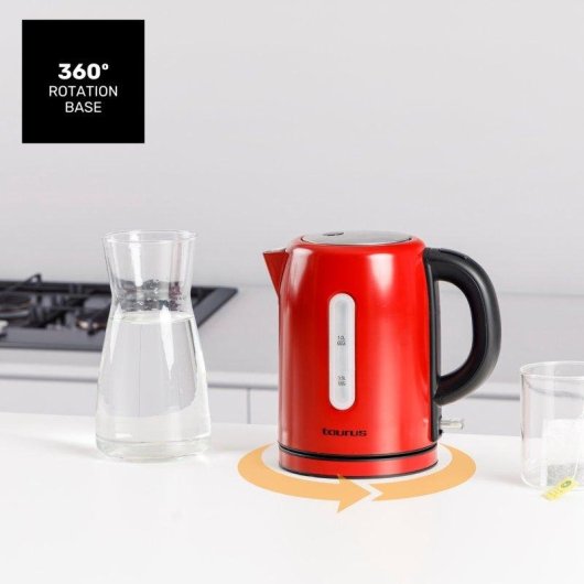 Hervidor Eléctrico Taurus Vintage Compact Red 2400W 1L Base 360°