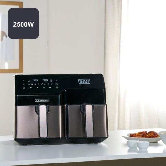 Freidora de Aire Doble Black & Decker BXAF9000E 9L 2500W con Double Cooking y Pantalla Táctil