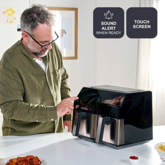 Freidora de Aire Doble Black & Decker BXAF9000E 9L 2500W con Double Cooking y Pantalla Táctil