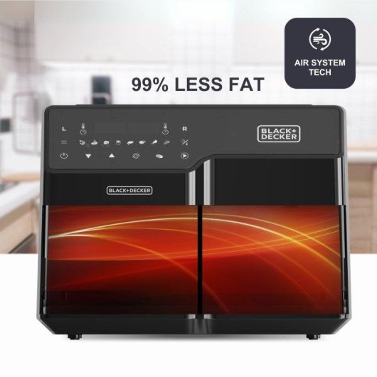 Freidora de Aire Doble Black & Decker BXAF9000E 9L 2500W con Double Cooking y Pantalla Táctil