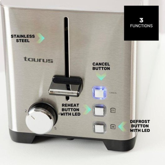 Tostadora Taurus Mytoast Duplo Legend 1400W 2 Ranuras Extralargas
