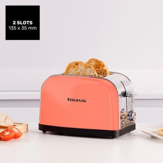 Tostadora Vintage Taurus Vintage II 2 Ranuras 950 W 7 Niveles Coral