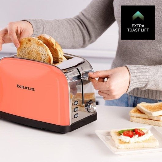 Tostadora Vintage Taurus Vintage II 2 Ranuras 950 W 7 Niveles Coral