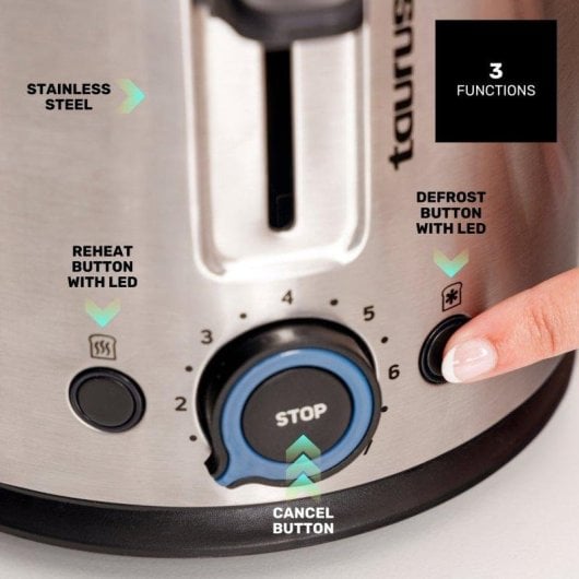 Tostadora Taurus Mytoast Duplo Legend 1500W 2 Ranuras Extra Grandes 7 Niveles