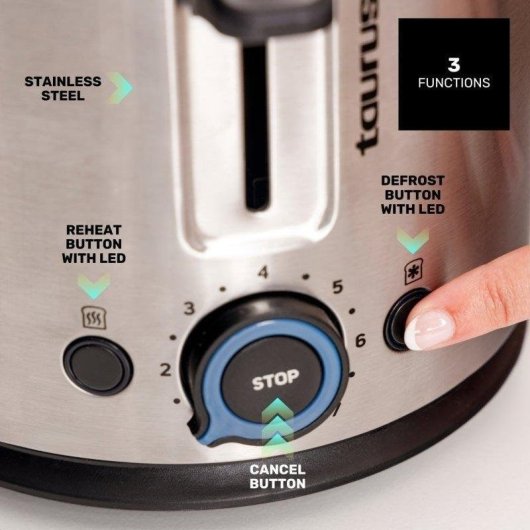 Tostadora Taurus Mytoast Duplo Legend 2 Ranuras XL 1500W 7 Niveles