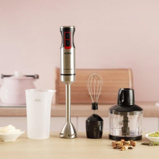 Batidora de Mano Solac Pro Chef 1201, 1200W, 21 Velocidades + Turbo, 4 Cuchillas Inoxidable